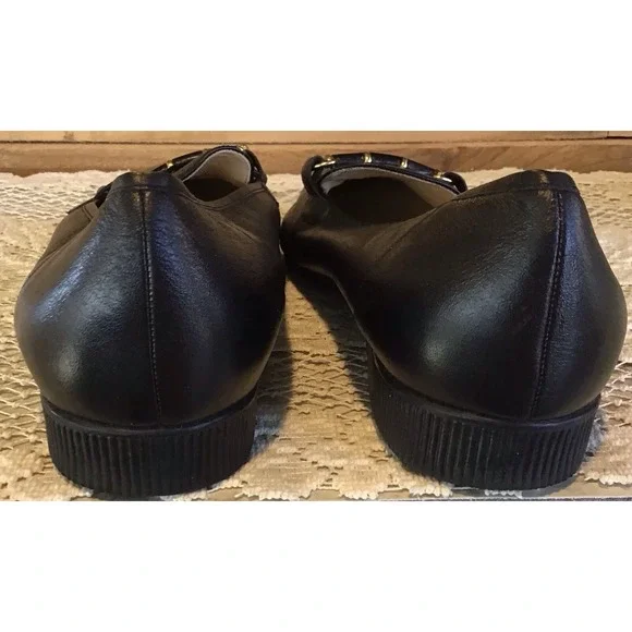 Cabin Creek Womens 9W Black Leather Flats Loafers Classic Preppy Academia Career - Picture 3 of 8